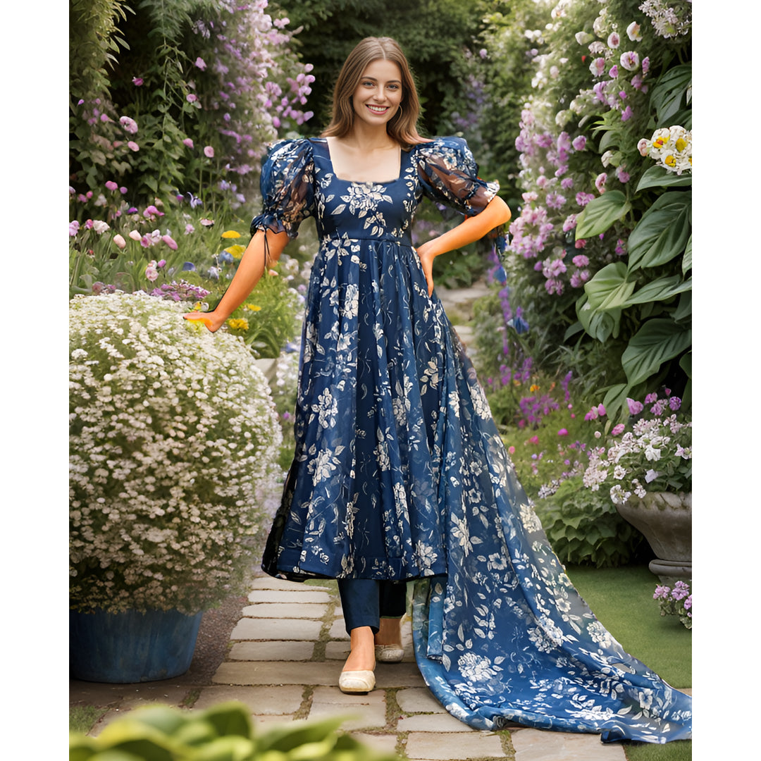 NEW DREAMY BLUE ORGANZA KURTI SET