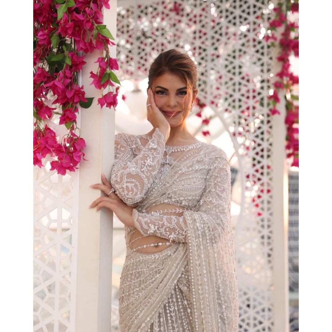White Fancy Thread Work Designer Saree