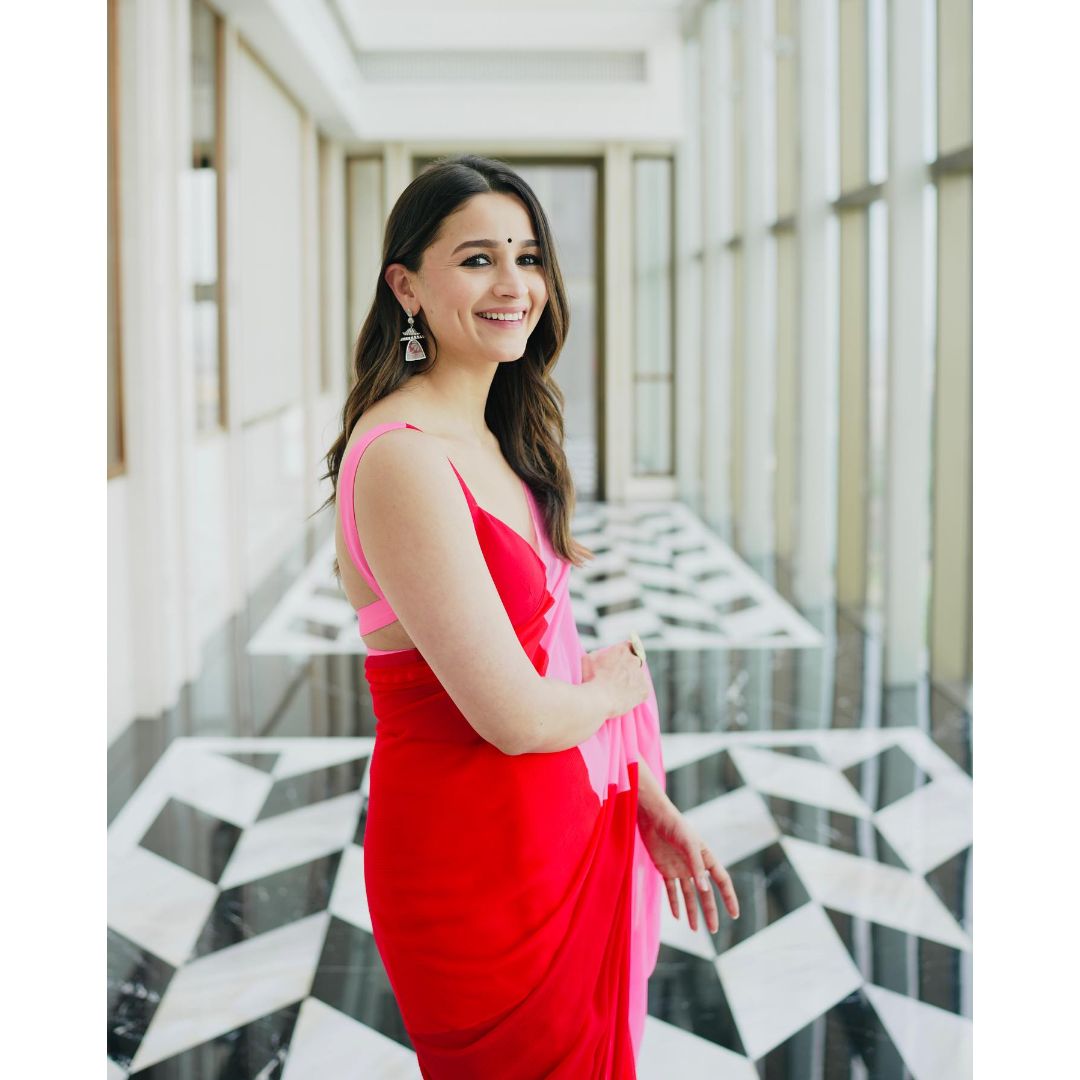 Red And Pink Fancy Designer Trendy Saree