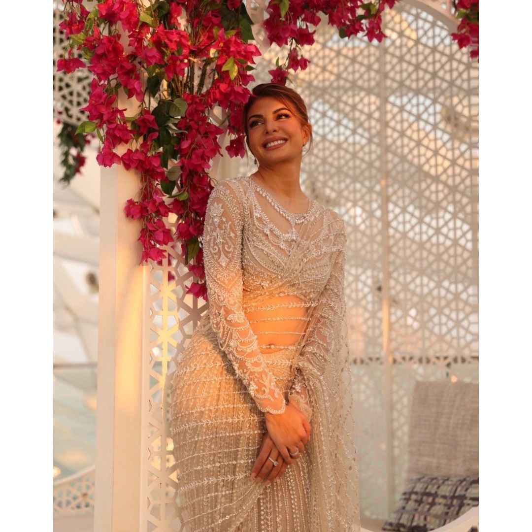 White Fancy Thread Work Designer Saree