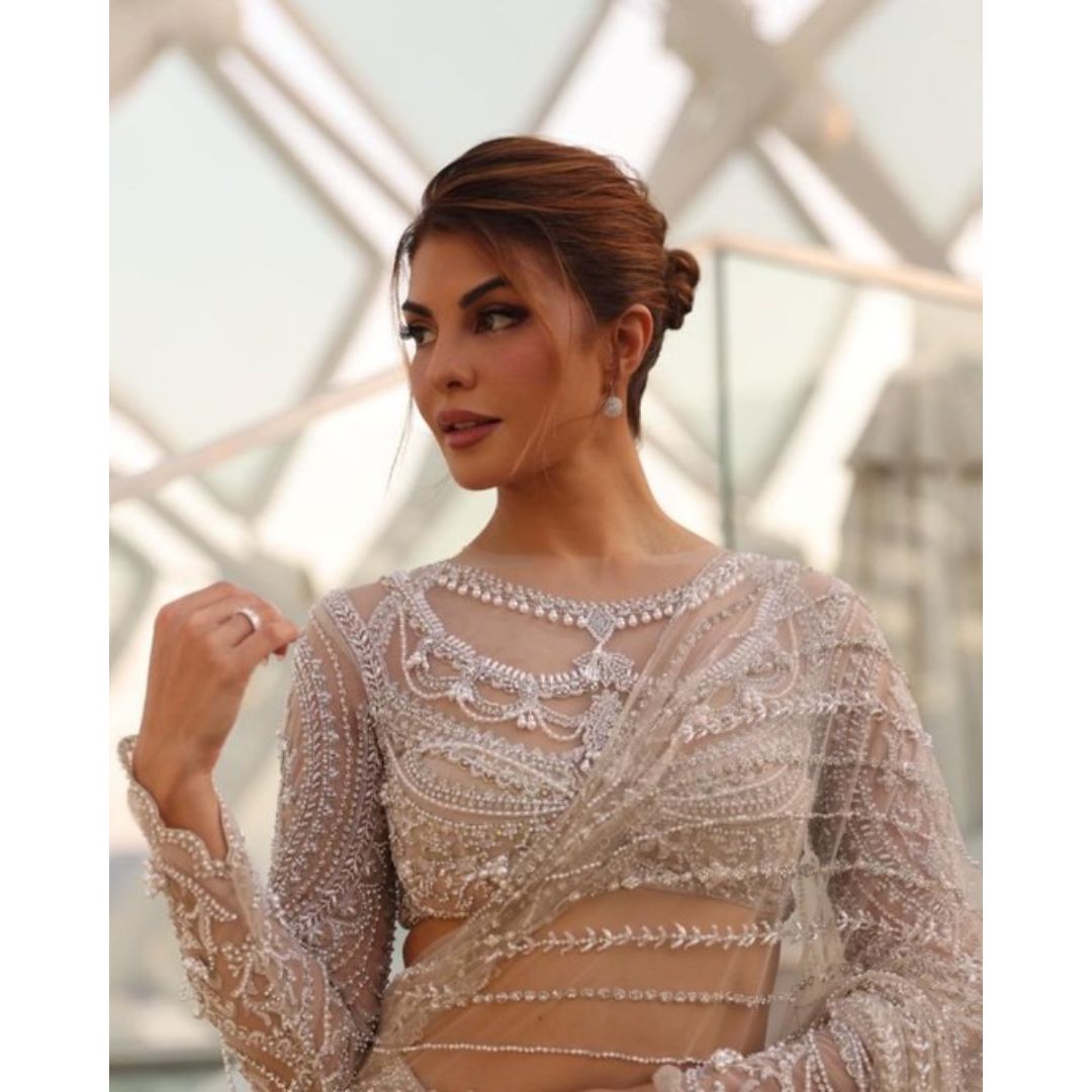 White Fancy Thread Work Designer Saree