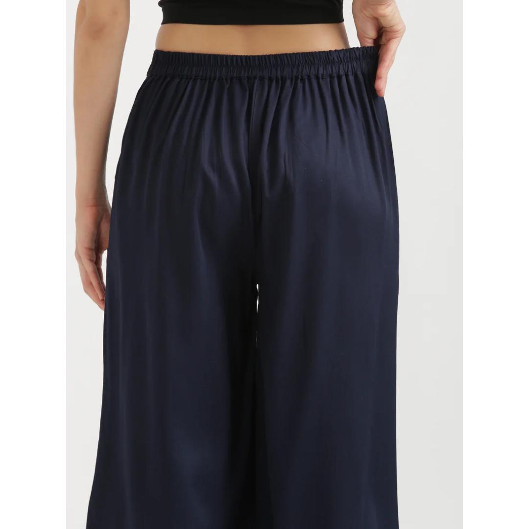 Navy Blue Daily Wear Viscose Palazzo Pant