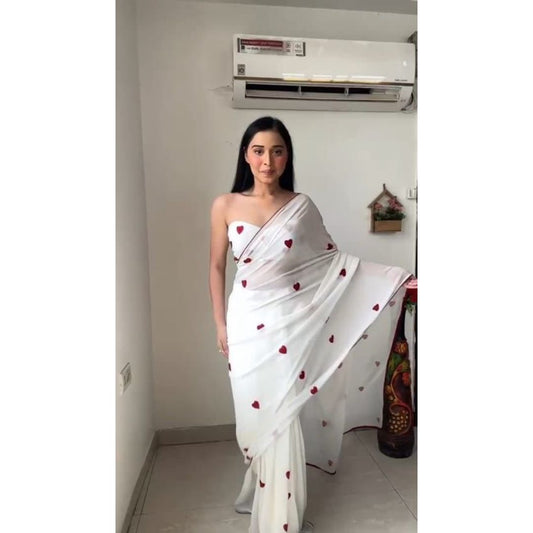 LOVING HART BARBIE SPECIAL WHITE SAREE