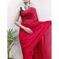 RED FANCY TARA SITARA WEAVING JUST WEAR ONE MINUTE READY TO WEAR SAREE*