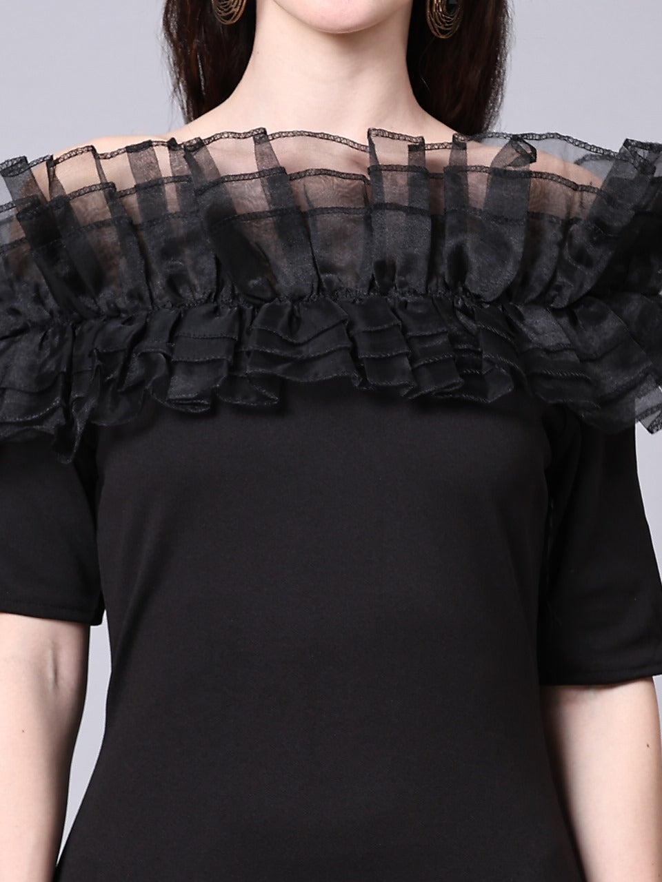 Black Off-Shoulder Bodycon Maxi Dress