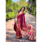 Wine Pure Kanchivram Paithani All Over Zari Weaving Silk Saree