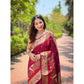 Wine Pure Kanchivram Paithani All Over Zari Weaving Silk Saree