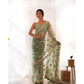 Green Aari Embroidery And Stone Work Heavy Butterfly Net Fabric Designer Saree