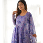 Light Purple Floral Printed Organza Kurtis