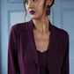 Purple Lycra Solid Three Piece Outfits Blazer Co-Ord Set