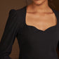 Black Sweetheart Neck Long Sleeves Top With Trousers