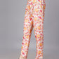 Orange Cotton Print Top With Trouser Co-Ord Set