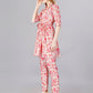 Pink Cotton Print Top With Trouser Co-Ord Set