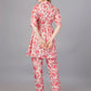 Pink Cotton Print Top With Trouser Co-Ord Set