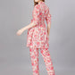 Pink Cotton Print Top With Trouser Co-Ord Set