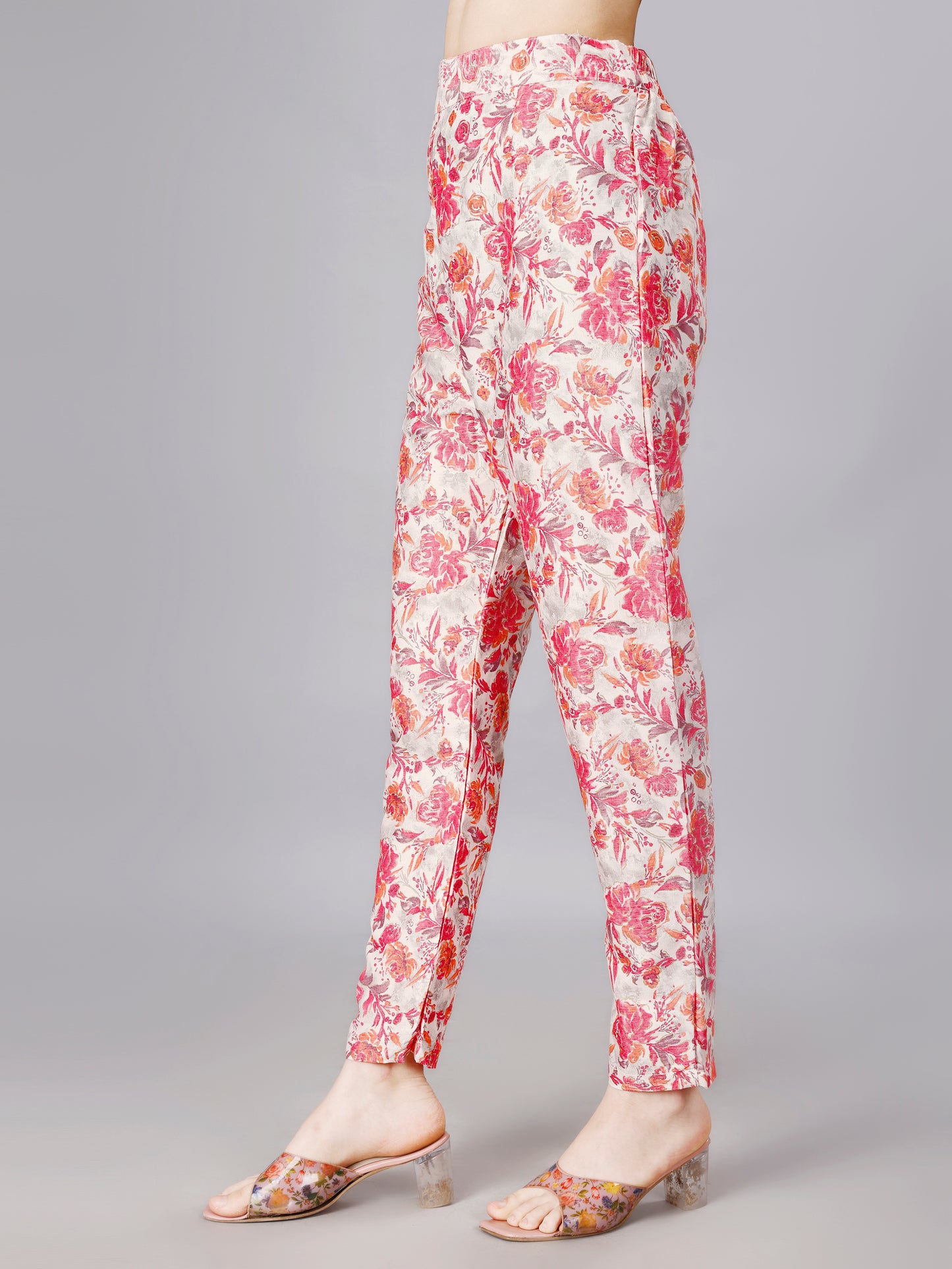 Pink Cotton Print Top With Trouser Co-Ord Set