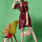 Marron Sheath Dress with Leg-O-Mutton Sleeves