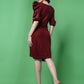 Marron Sheath Dress with Leg-O-Mutton Sleeves