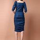 Blue Bodycon Dress with Puff Sleeves