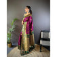 Purple And Golden Pure Soft Banarasi Zari Woven Silk Saree