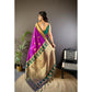 Purple And Green Pure Soft Banarasi Zari Woven Silk Saree