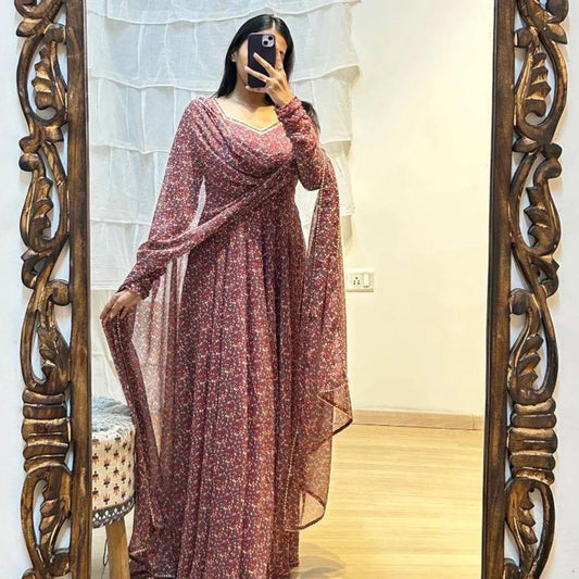 New Fed Maroon All Over Printed Kurtis