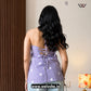 Lavender Heart Embroidery Work Halter Neck Sleeveless Short Kurti