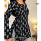 Black Floral Printed Side Corset Short Kurti