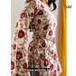 Elegant Beige Floral Printed Side Corset Short Kurti