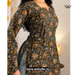 Olive Green Botanical Printed Side Corset Short Kurti