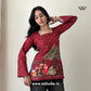 Maroon Ethnic Printed Corset Back Bell Sleeve Short Kurti