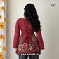 Maroon Ethnic Printed Corset Back Bell Sleeve Short Kurti