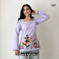 Lavender Madhubani Inspired Folk Art Print Corset Back Bell Sleeve Short Kurti