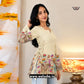 Cream Folk Art Printed Side Corset Fitted Short Kurti