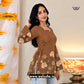 Caramel Brown Floral Printed Side Corset Fitted Short Kurti