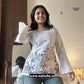 Light Pastel Green Artistic Peacock And Cow Printed Corset Back Short Kurti