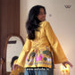 Mustard Ethnic Folk Illustration Printed Corset Back Short Kurti