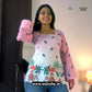 Aesthetic Pink And Green Shaded Printed Corset Back Short Kurti