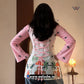 Aesthetic Pink And Green Shaded Printed Corset Back Short Kurti