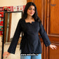 Black Plain Pure Cotton Side Corset Short Kurti