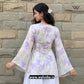 Lavender And White Floral Printed Corset Back Short Kurti