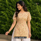 Beige Floral Printed Corset Back Short Kurti