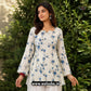 White And Blue Floral Printed Corset Short Kurti