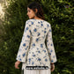 White And Blue Floral Printed Corset Short Kurti