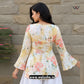 Pastel Yellow Floral Printed Corset Back Short Kurti