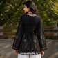 Midnight Black Floral Printed Corset Back Short Kurti