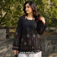 Midnight Black Floral Printed Corset Back Short Kurti