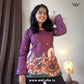 Wine Kalamkari Printed Corset Back Short Kurti