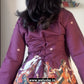 Wine Kalamkari Printed Corset Back Short Kurti