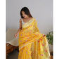 NEW YELLOW LAKHANAVI WEAVING WORK WITH BADLA ZARI